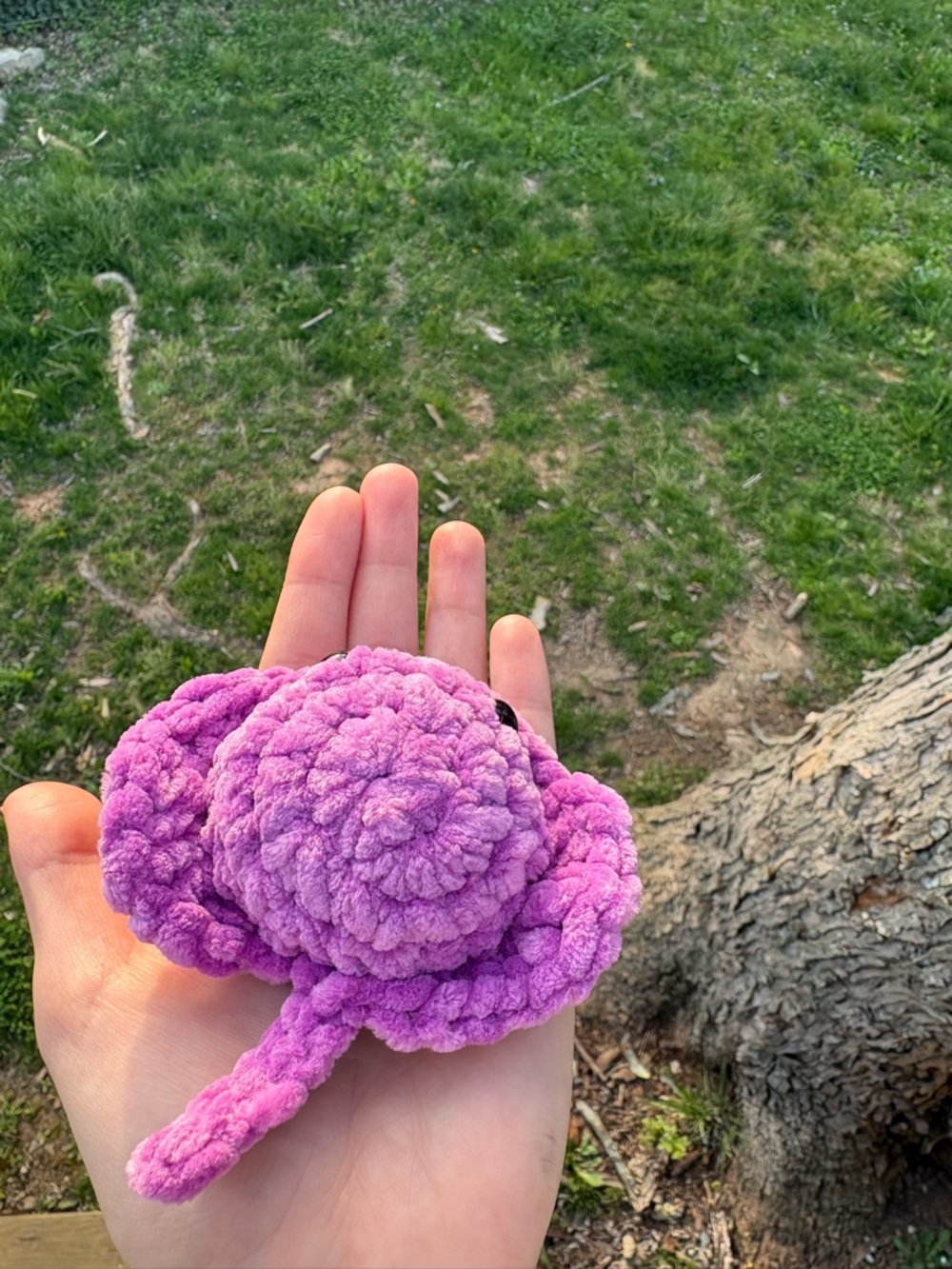 Handmade Plush Fiber Art Ray - Purple Crochet Ocean Buddy - Picture 9 of 11